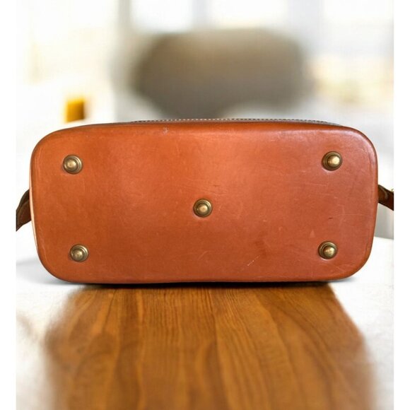 Vintage Dooney & Bourke Norfolk Satchel Bone Leather With British Tan Trim All-W - Picture 9 of 14